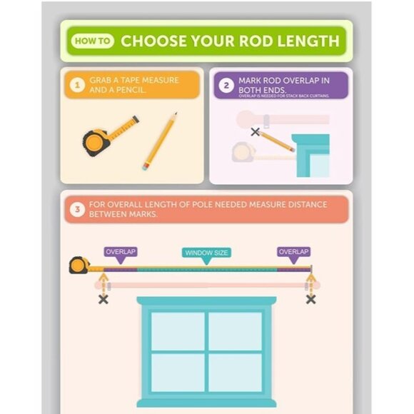 Drapery Window Curtain Rod End Cap Style 1in Pole. 72 to 144 Inch Black - Picture 6 of 7